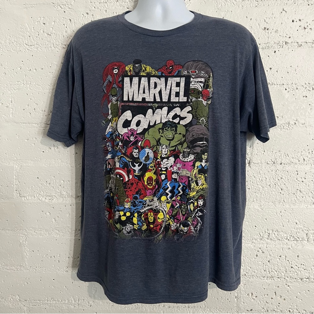 5/$25 Marvel Mens T-Shirt XL Blue Comics Cotton Blend Short Sleeve R5